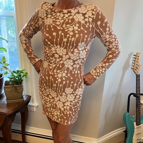 CBR Chic/Boutique/Rose NWT Beaded Sequined Naked Dress, Small Taylor Swift vibes - Picture 3 of 14